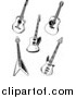 Vector Clipart of Black and White Guitars by Vector Tradition SM