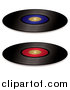 Vector Clipart of Black Vinyl Records with Red and Blue Blank Labels by Michaeltravers