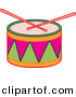 Vector Clipart of Drumsticks on Colorful Drum by Cherie Reve