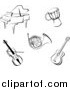 Vector Clipart of Music Instruments in Black and White by Vector Tradition SM