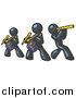 Vector Clipart of Navy Blue Men Playing Flutes and Drums in a Band by Leo Blanchette