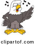 Vector of a Cartoon Bald Eagle Singing in Choir by Mascot Junction