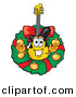 Vector of a Cartoon Guitar in the Center of a Christmas Wreath by Toons4Biz