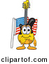 Vector of a Cartoon Guitar Pledging Allegiance to an American Flag by Mascot Junction