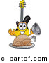 Vector of a Cartoon Guitar Serving a Thanksgiving Turkey on a Platter by Mascot Junction