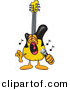 Vector of a Cartoon Guitar Singing Loud into a Microphone by Mascot Junction