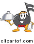 Vector of a Cartoon Music Note Dressed As a Waiter and Holding a Serving Platter by Mascot Junction