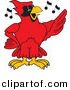 Vector of a Cartoon Red Cardinal School Singing by Mascot Junction