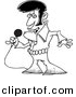 Vector of Cartoon Elvis Impersonator Singing - Coloring Page Outline by Toonaday