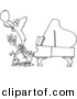 Vector of Cartoon Fancy Pianist - Coloring Page Outline by Toonaday
