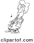 Vector of Cartoon Girl Sitting and Playing an Oboe - Coloring Page Outline by Toonaday
