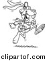 Vector of Cartoon Jogging Rabbit - Coloring Page Outline by Toonaday