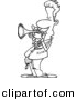 Vector of Cartoon Male Trumpet Player - Coloring Page Outline by Toonaday