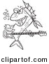Vector of Cartoon Rocker Fish - Coloring Page Outline by Toonaday