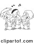 Vector of Cartoon Singing Kids in a Choir - Coloring Page Outline by Toonaday