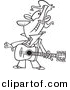 Vector of Cartoon Winking Male Guitarist - Coloring Page Outline by Toonaday