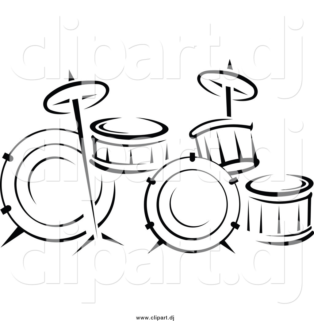 drum set clip art black and white