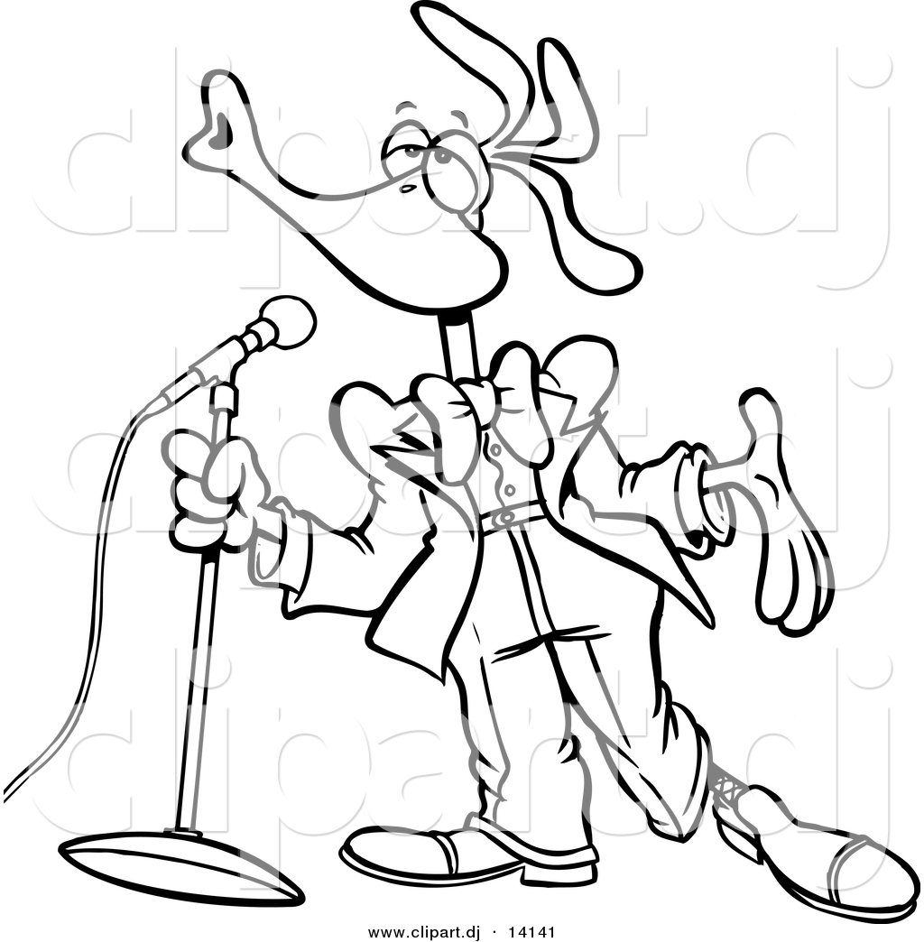 Download Vector of Cartoon Singing Bird - Coloring Page Outline by ...