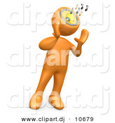 3d Cartoon Clipart of a Orange Man Belting out Music Notes from His Speaker Head by 3poD