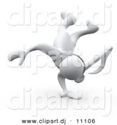August 20th, 2012: 3d Clipart of a Dancing Cartoon White B-Boy Man with Music Note Head by