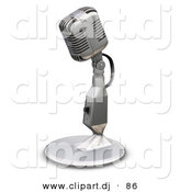 3d Clipart of a Metal Microphone with a Stand by KJ Pargeter