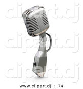 3d Clipart of a Metal Microphone with a Switch Against White by KJ Pargeter