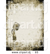 3d Clipart of a Metal Retro Microphone over a Grunge Background with Musical Notes by KJ Pargeter