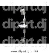 3d Clipart of a Microphone on a Stand Against a Reflective Black Surface by KJ Pargeter