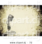 3d Clipart of a Old Vintage Metal Microphone over Grunge Styled Background Bordered by Music Notes by KJ Pargeter