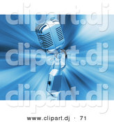 3d Clipart of a Retro Metal Microphone on Blue Bursting Background by KJ Pargeter
