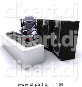 3d Clipart of a Robot Mixing Records on Turn Tables by KJ Pargeter