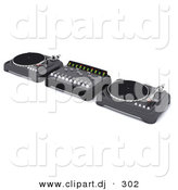 3d Clipart of a Turn Tables and Music Mixer Equipment by KJ Pargeter