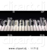3d Clipart of Piano Keys - Black and White by Frank Boston