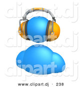 3d Vector Clipart of a Blue Avatar Character Wearing Orange Headphones by