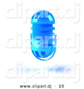 3d Vector Clipart of a Blue Floating Microphone Head by