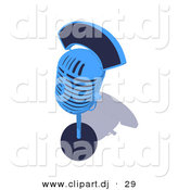 3d Vector Clipart of a Blue Retro Microphone on Stand by