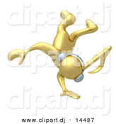 3d Vector Clipart of a Gold Guy Wearing Headphones While Dancing by 3poD