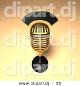 3d Vector Clipart of a Golden Retro Mic by
