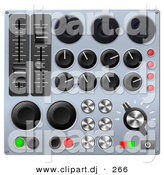 3d Vector Clipart of a Mixing Music Console Sound Board with Many Buttons by AtStockIllustration