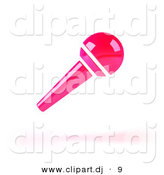 3d Vector Clipart of a Neon Pink Floating Microphone by