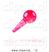 3d Vector Clipart of a Neon Pink Microphone on a Handle by