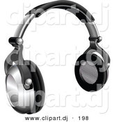 3d Vector Clipart of a Silver and Black Wireless Headphones by AtStockIllustration