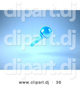 3d Vector Clipart of a Wireless Blue Floating Microphone by