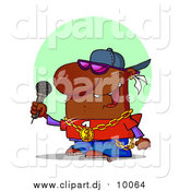 Cartoon Clipart of a African American Male Rapper Wearing Shades and Performing on Stage at a Music Concert by Hit Toon