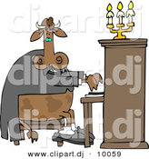 Cartoon Clipart of a Cartoon Cow Playing a Piano by Djart