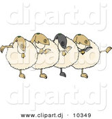 Cartoon Clipart of a Cartoon Dancing Sheep Chorus by Djart