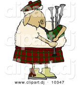 Cartoon Clipart of a Cartoon Scottish Sheep Playing a Bagpipe by Djart