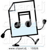 September 20th, 2015: Cartoon Clipart of a MP3 Music Document Character Walking by Cory Thoman