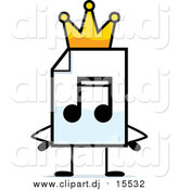 December 10th, 2015: Cartoon Clipart of a MP3 Music Document Mascot King with Hands on His Hips by Cory Thoman