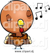 Cartoon Vector Clipart of a Baby Turkey Bird Whistling by Cory Thoman